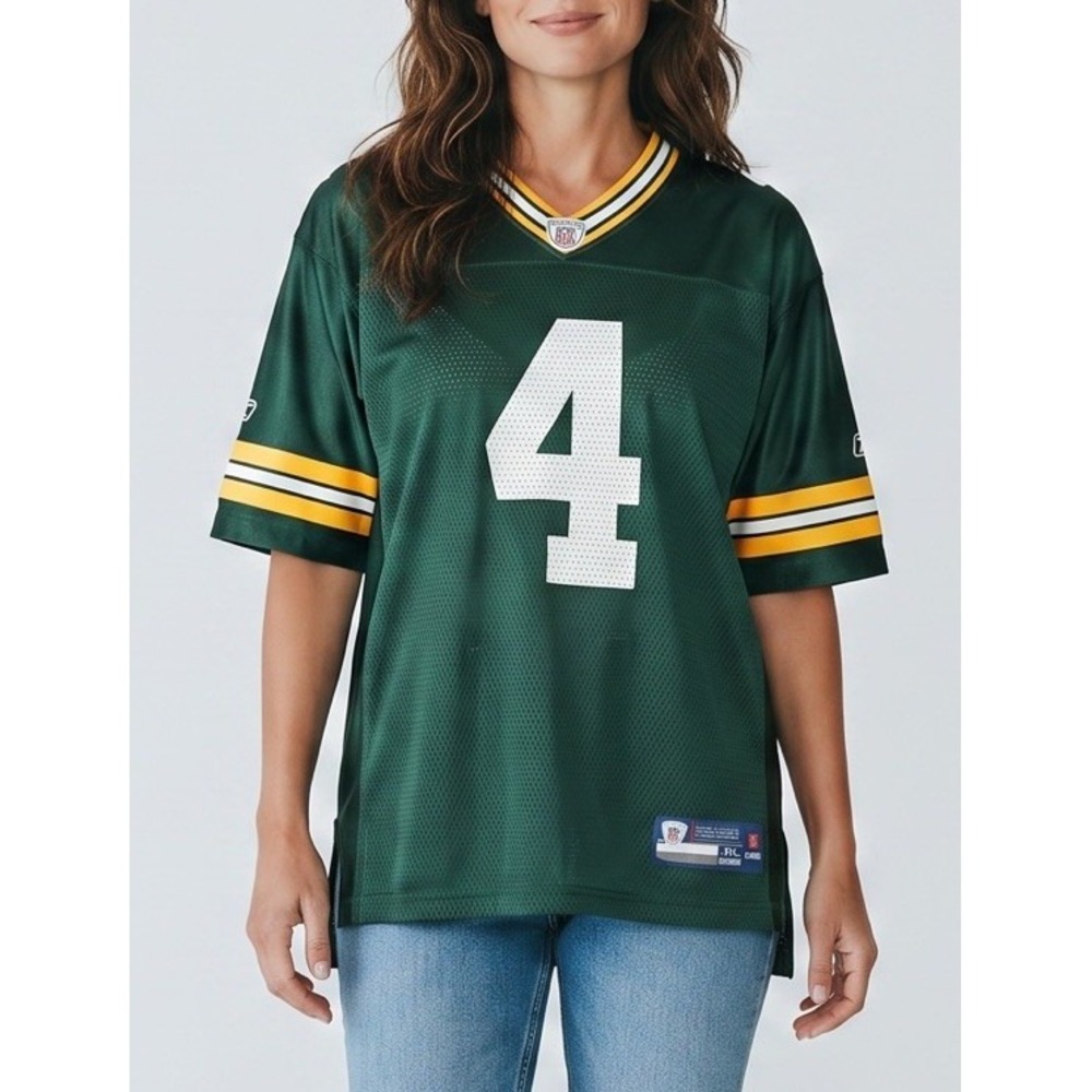 Green Bay Packers Brett Favre #4 Reebok Womens XL 18-20 Green NFL Jersey